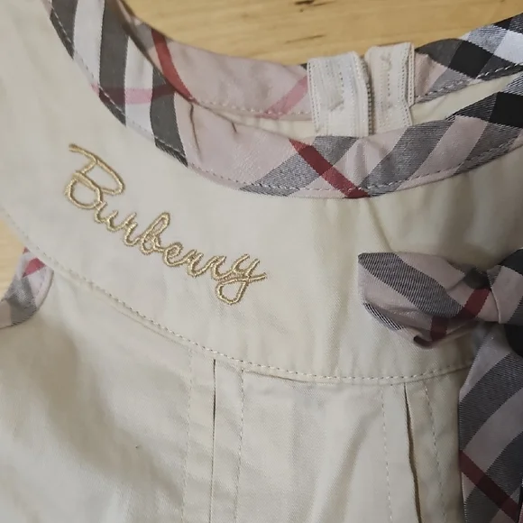 Burberry Cream Dress with Plaid Trim